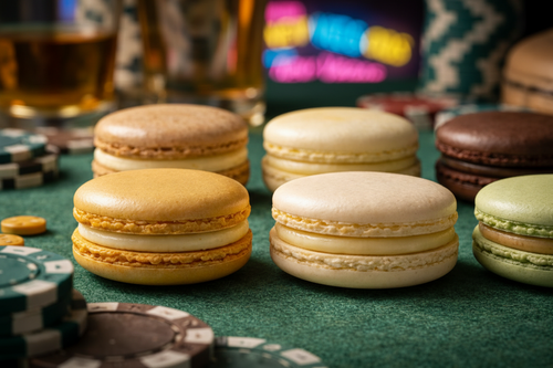 Close-up of two macarons side by side