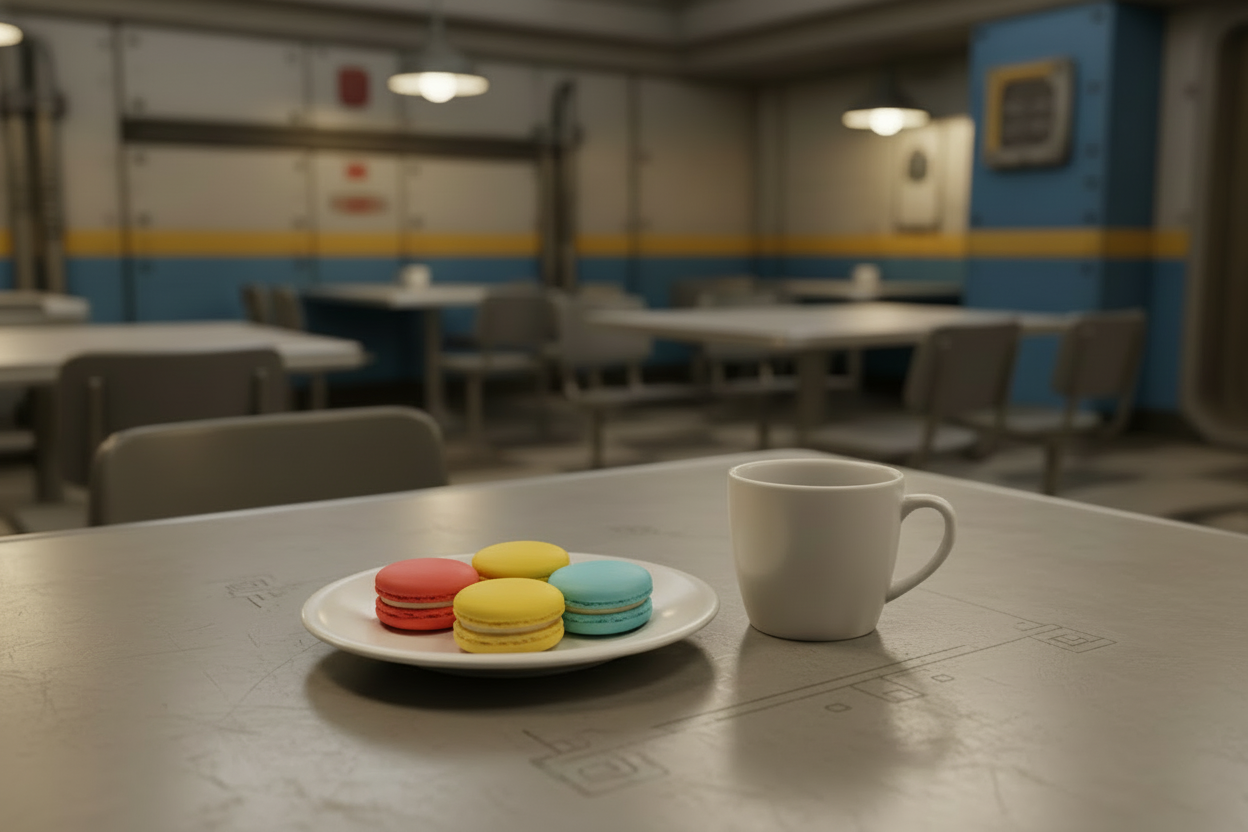 Vault cafeteria with clean table